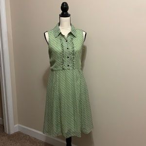 Like new sage green and brown sleeveless dress
